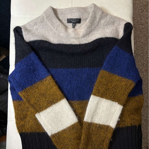 rag & bone Sweaters - rag & bone Multicolor Striped Crewneck Sweater